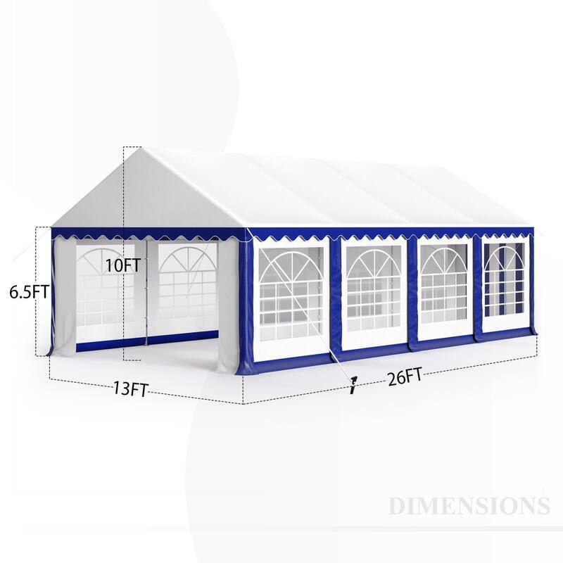 13 x 26 ft Wedding Party Tent with 8 Removable Walls Outdoor PE/Iron Heavy Duty Gazebo Canopy Tent