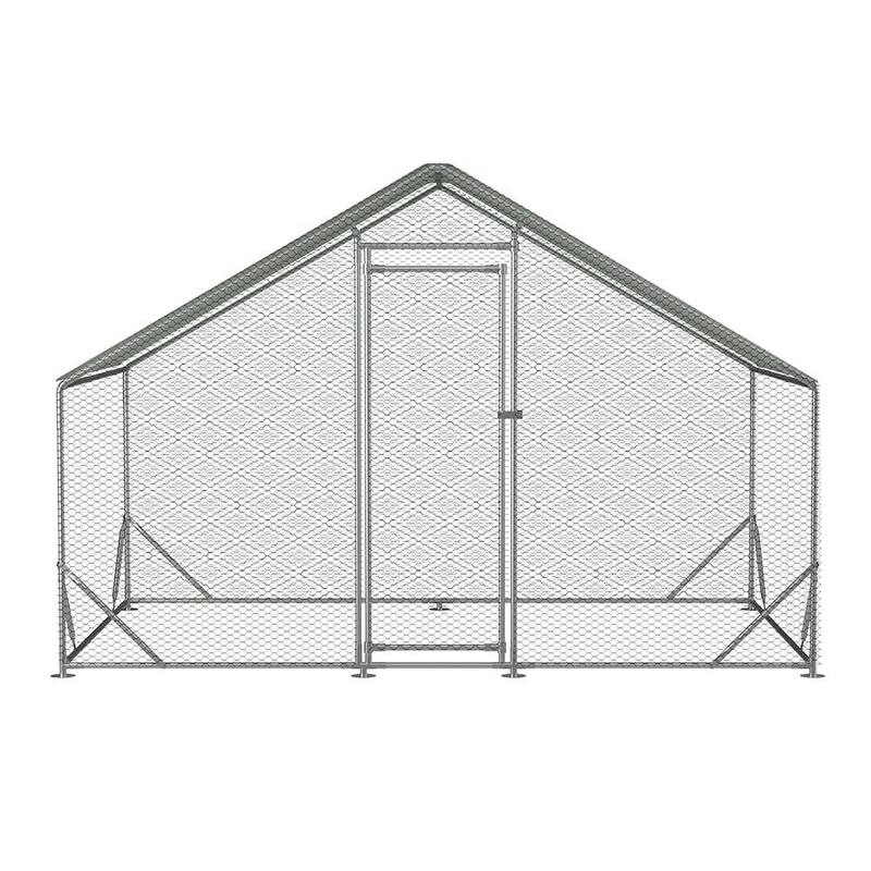 Large Metal Chicken Coop Walk-in Poultry Cage Chicken Run Pen Dog Kennel Duck House