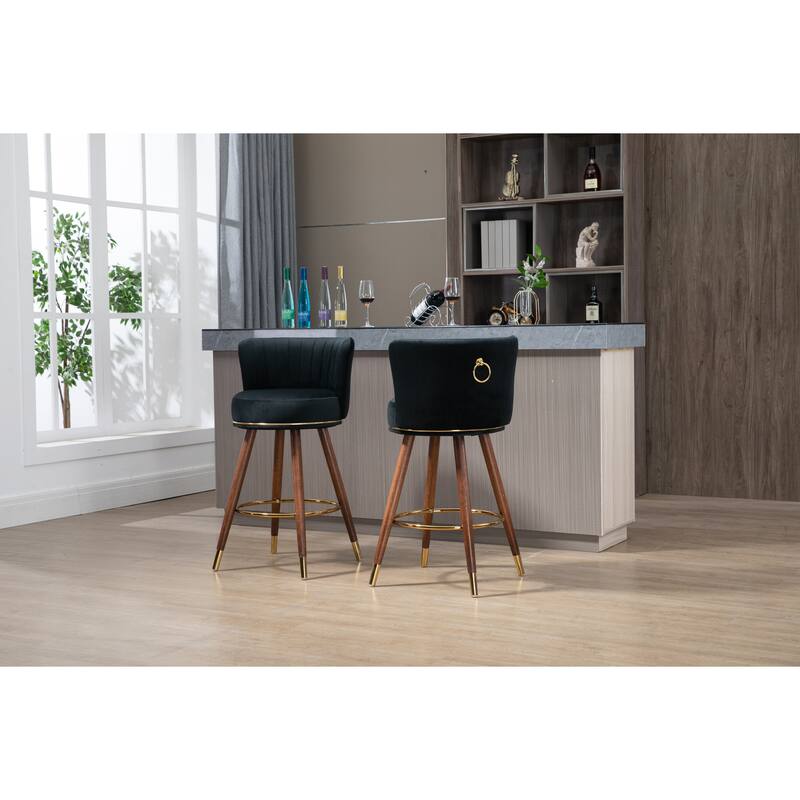 Counter Height Bar Stools Set of 2 for Kitchen Counter Solid Wood Legs