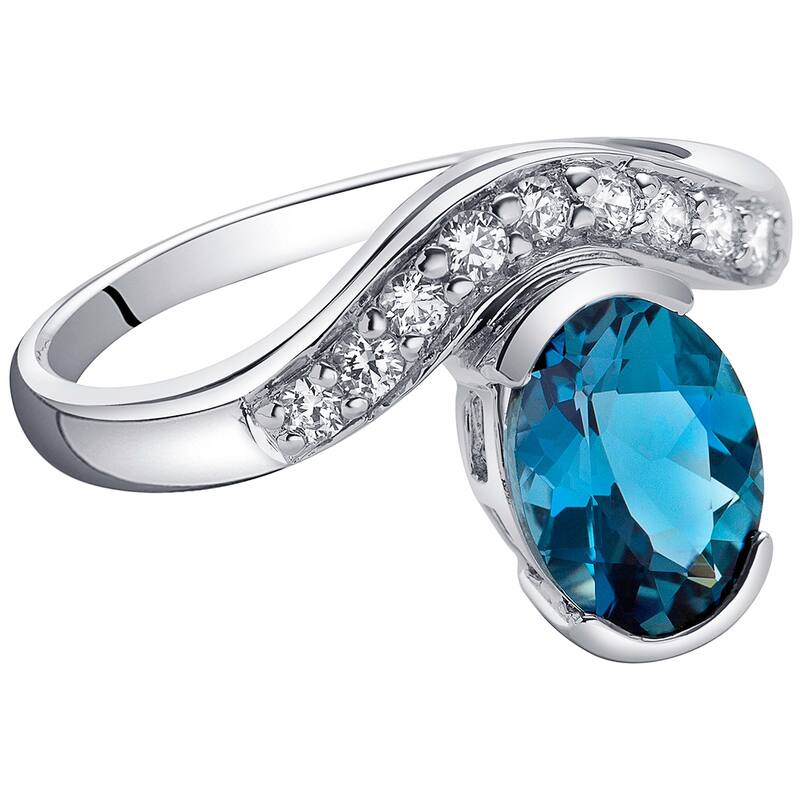 Sterling Silver 2 ct London Blue Topaz Birthstone Ring