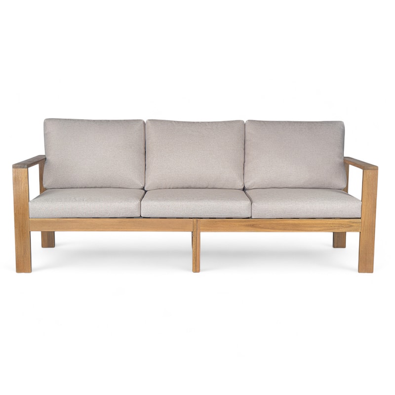 Christopher Knight Home - Lucas Outdoor 5-Piece Acacia Wood Sectional Sofa Set with Cushions