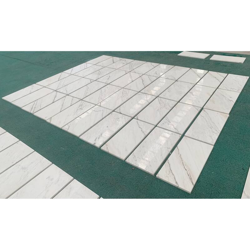 Roomfitters Natural Marble Tile, Polished Stone for Wall and Floor, Genuine Marble, 4-Piece Box, White