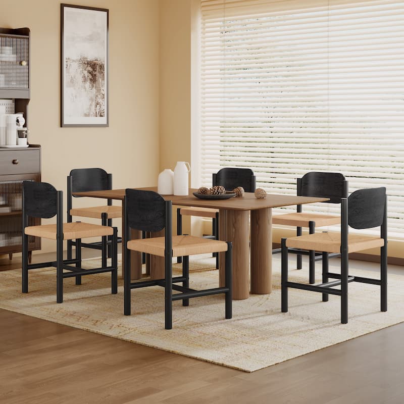 Christopher Knight Home - Sage Boho Acacia Wood Dining Chair - 6 Piece - Black