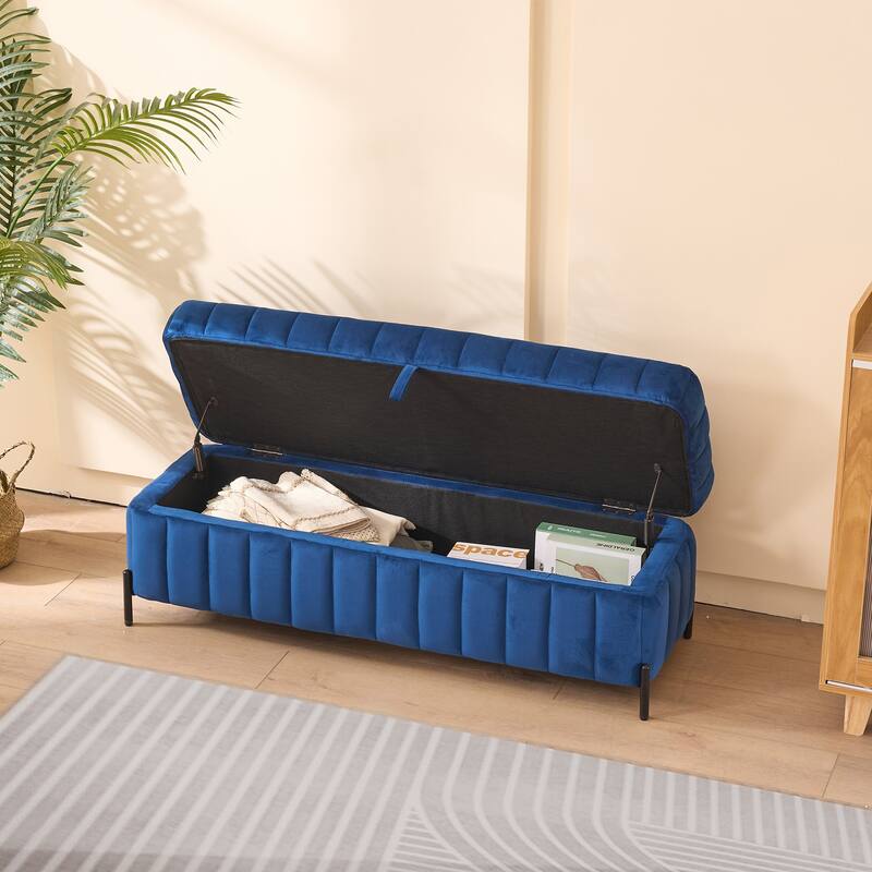 49.21"Wide Velvet Storage Soft Bench
