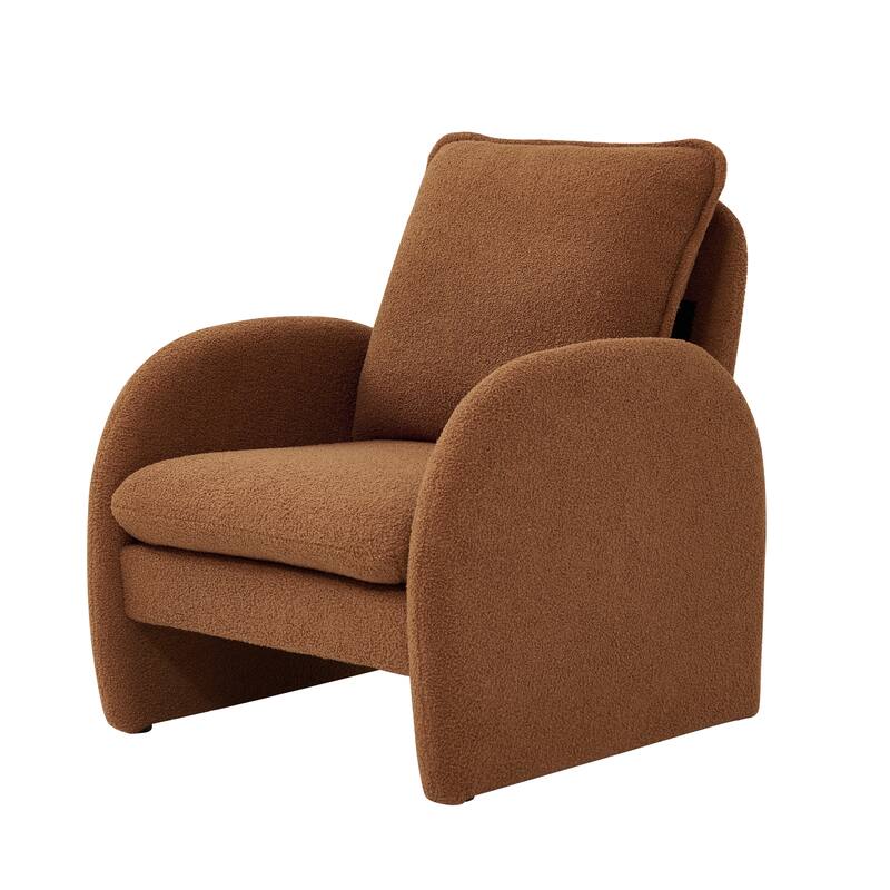 Sherpa Upholstered Accent Armchair Fabric Leisure Chair with High Back & Armrest Comfy Single Sofa Vanity Chair