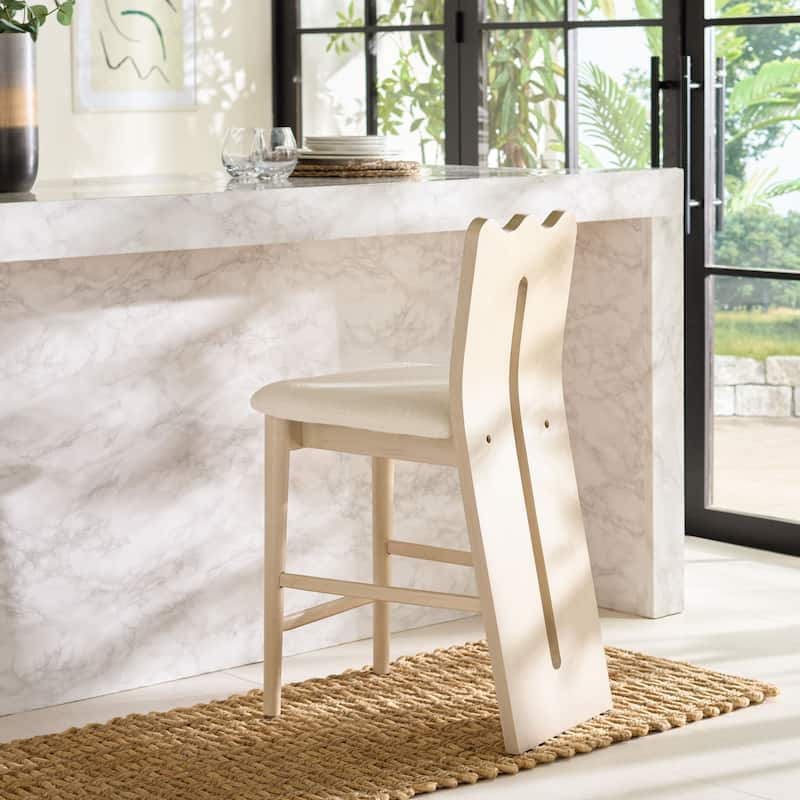 SAFAVIEH Home Kieran Counter Stool - 19"W x 21"D x 37"H - Creme/Ivory