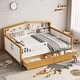 preview thumbnail 2 of 7, Full Size Wood House Shape Bed with Two Drawers and Bookcase Headboard for Girls Boys Teens