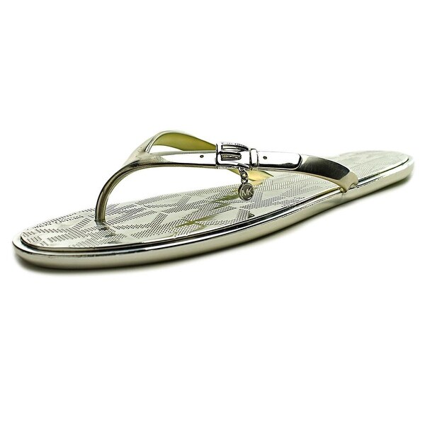michael kors silver flip flops