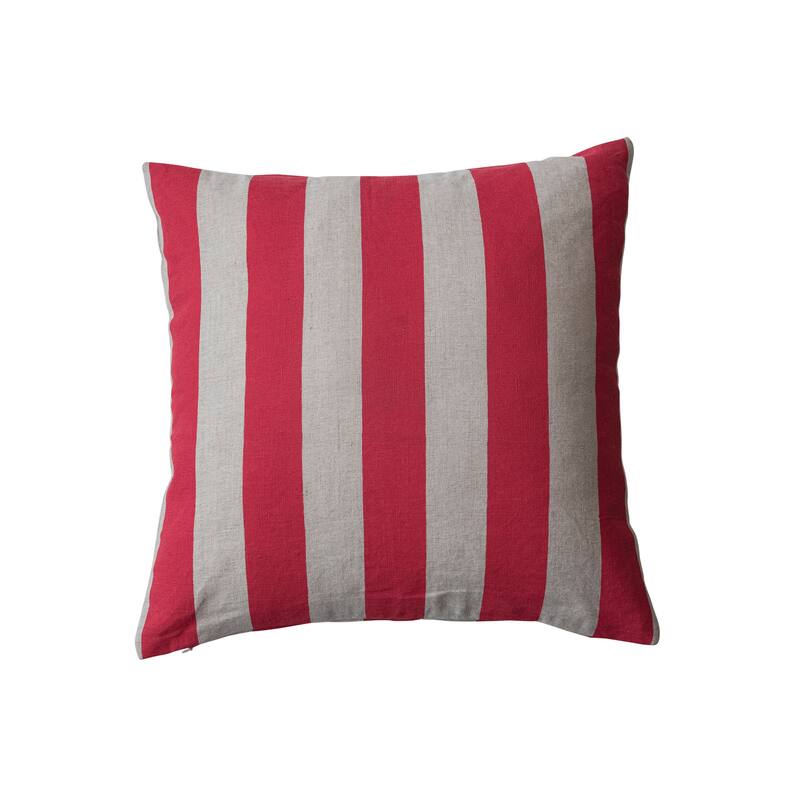 Cotton and Linen Striped Pillow - 20.0"L x 20.0"W x 1.0"H