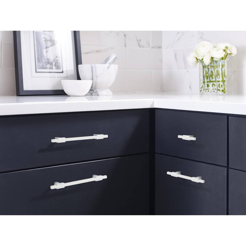 Urbanite 2-5/8 in (67 mm) Length Polished Chrome/White Cabinet Knob - 2.625