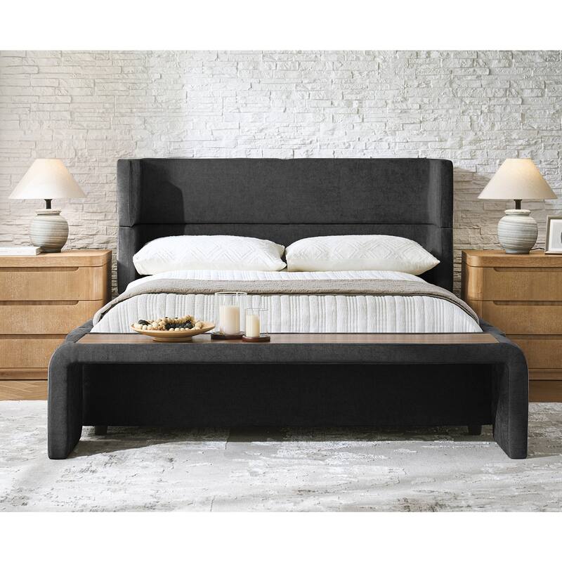 Kenneth Mordern Upholstered Bed with Four Interchangeable Configurations and Bedside Tables by HULALA HOME