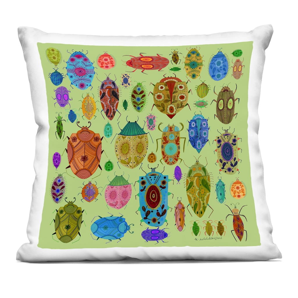 Stupell Flowery Bugs & Insects Decorative Printed Throw Pillow Design by Kay Widdowson