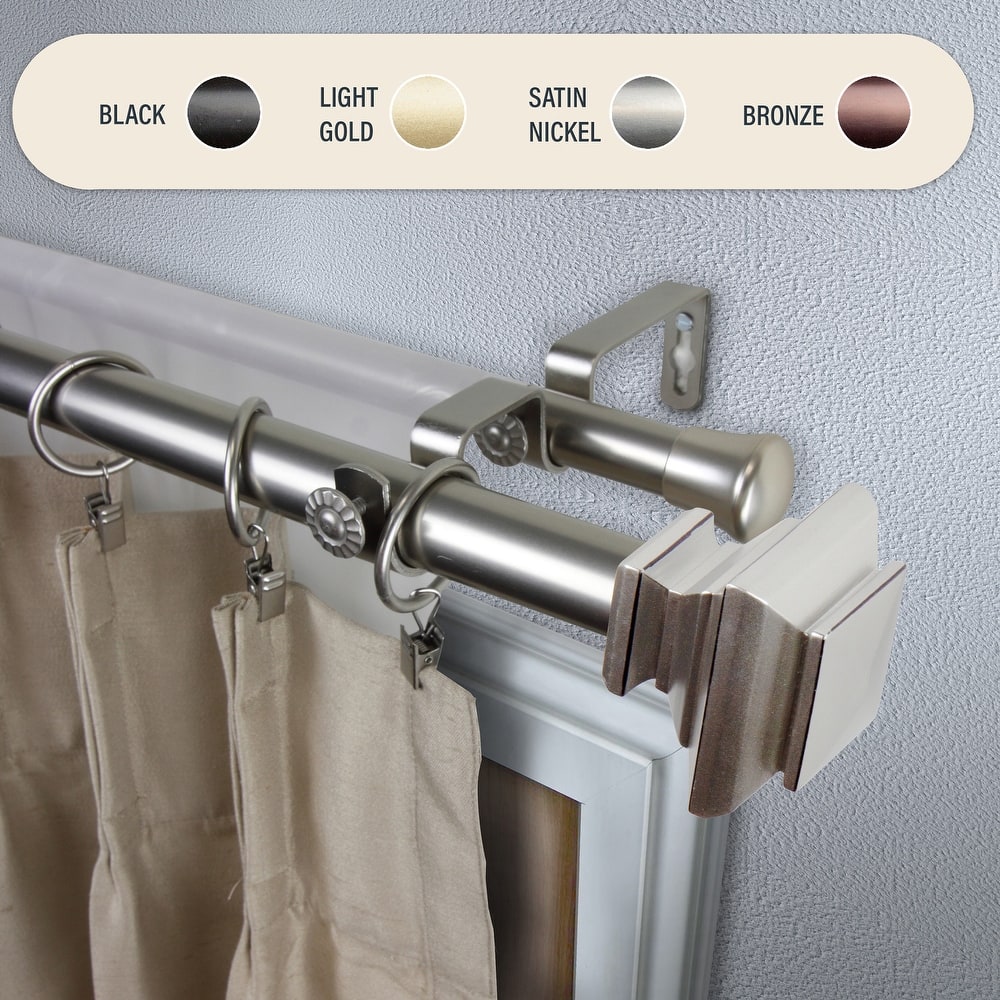 InStyleDesign Tild 1 inch Diameter Adjustable Double Curtain Rod