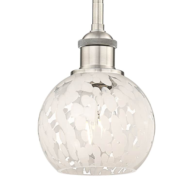 Innovations Lighting 616-1S 8 6 White Mouchette Pendant White - Brushed Satin Nickel