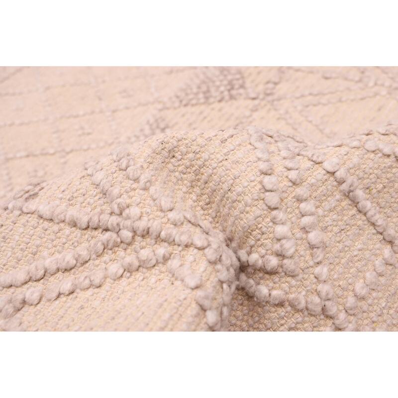 ECARPETGALLERY Braid weave Sienna Beige Wool Rug - 5'0 x 7'6