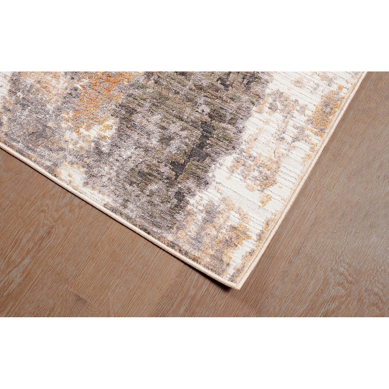 Terra by Obeetee Sahara Brushstrokes Gray Rug