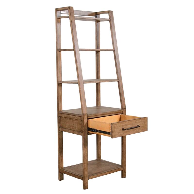 Yael Freestanding Pier with Adjustable Shelves, 72 Inch Light Brown