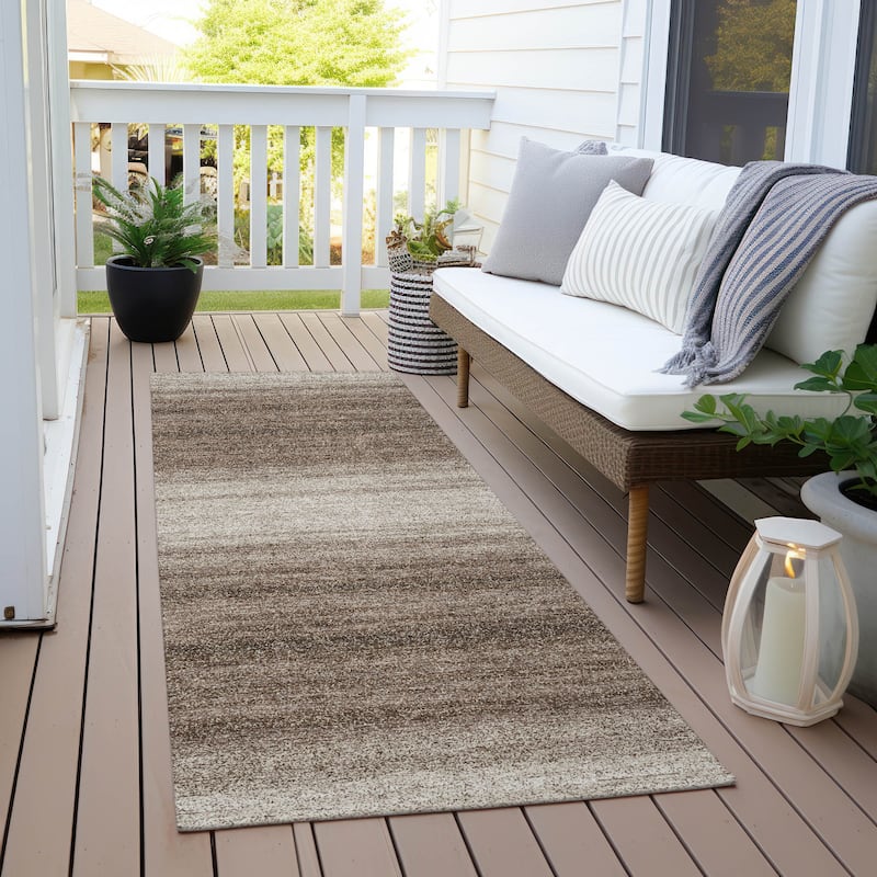 Machine Washable Indoor/ Outdoor Ombre Stripe Chantille Rug