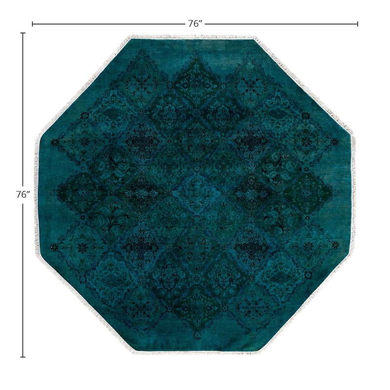 Contemporary Overdyed Wool Hand Knotted Octagon Area Rug - 6' 4" x 6' 4"