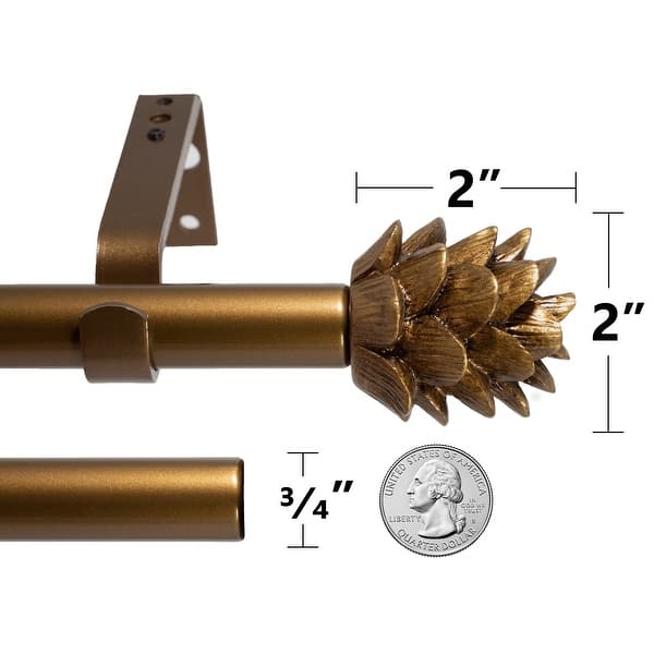 dimension image slide 2 of 3, 3/4" Farmhouse Pinecone Curtain Rod Adjustable Designer Window Single Rod