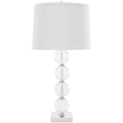 SAFAVIEH Lighting 30-inch Amanda White Crystal Glass Globe Table Lamp - 15"x15"x31"