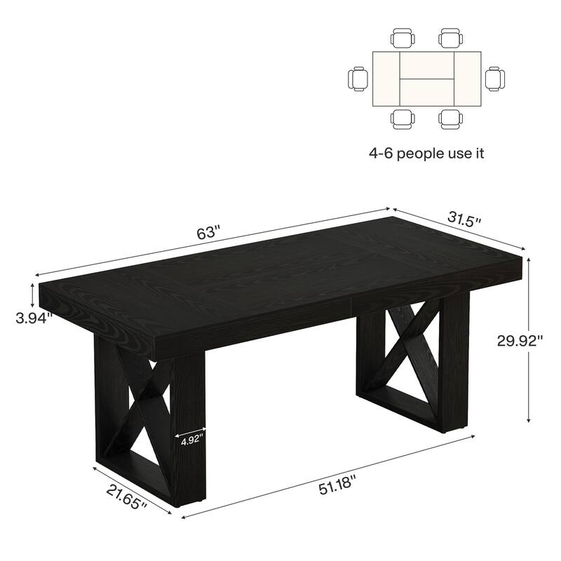 63-Inch Long Wood Computer Desk/Table, Study Writing Gaming Work Executive Desk for Home Office