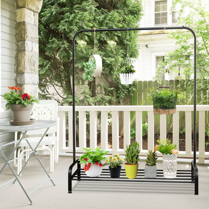 CostwayIndustrial Metal Garment Rack Heavy Duty Floor Cloth Rack w/