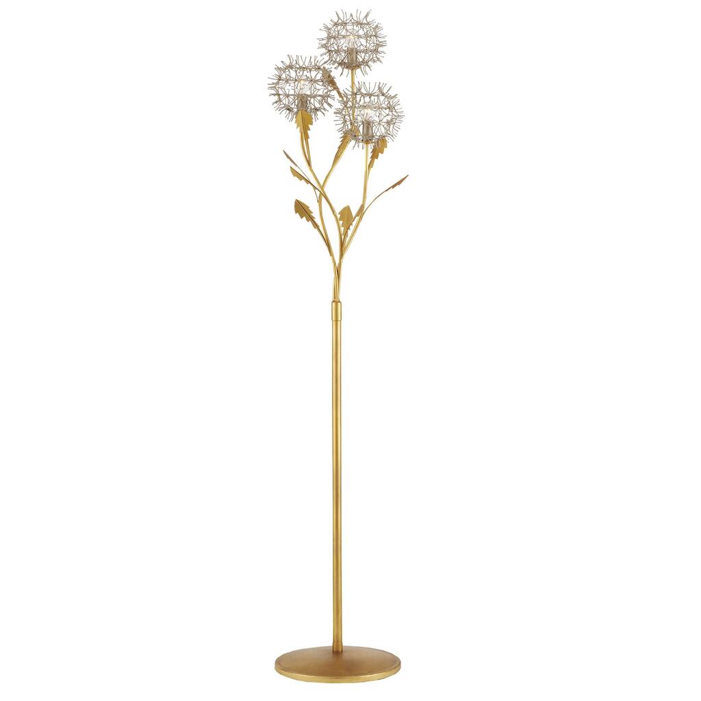 Currey & Company Dandelion Silver & Gold Floor Lamp - 71.25"h x 15.25"w x 14.5"d