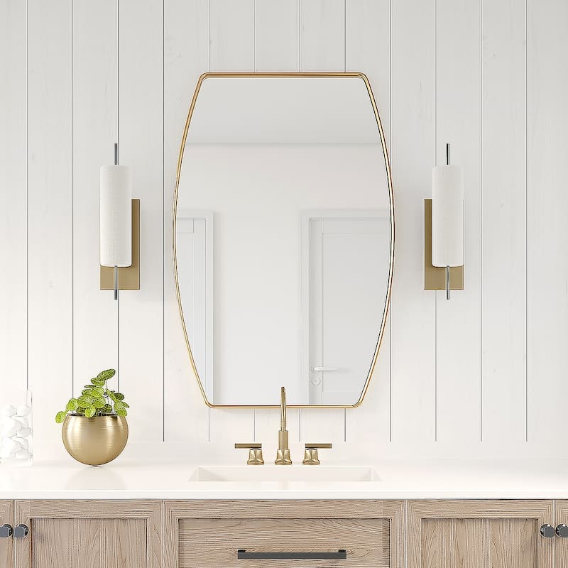 MacLuu Oblong Metal Wall Mirror - 24" x 36" - Gold