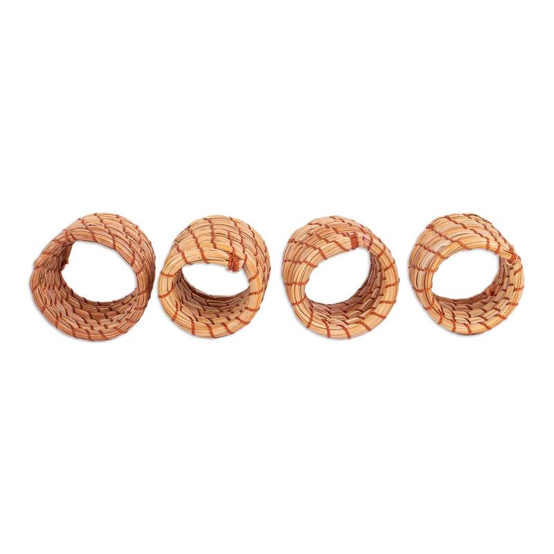 Novica Handmade Taste Of Home Pine Needle Napkin Rings (Set Of 4)