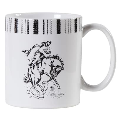 Paseo Road Ranch Life Black and White Western Rustic 4 Piece Ceramic Mug Set