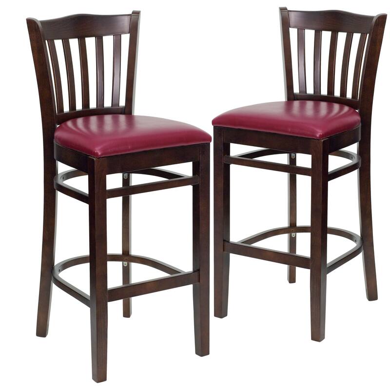 2Pk Vertical Slat Back Wood Restaurant Barstool - Hospitality Seating