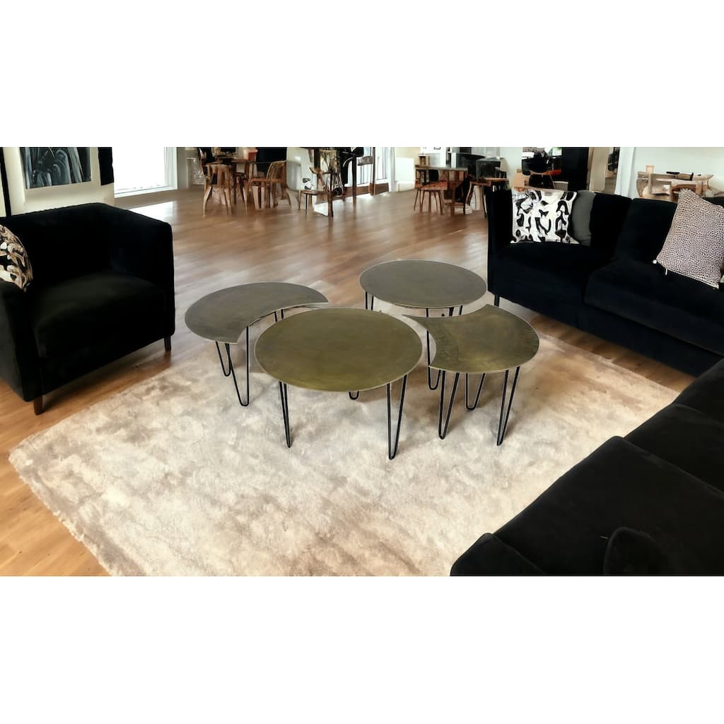 HomeRoots Set of Four Bohemian Gold Cocktail Table Set