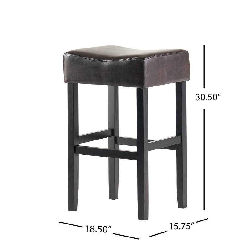 2-Piece 30-inch Leather Backless bar Stools, Leather Footstools, Suitable for Bar Counters, Kitchen Islands