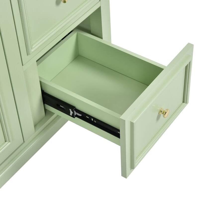 30'' Bathroom Vanity with Top Sink, Freestanding Vanity Set with Mirror Cabinet