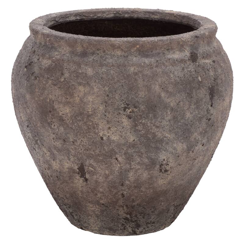 SAFAVIEH Outdoor Patio Furniture Ramsey Planter Pot with Drainage - 14"W x 14"D x 13"H - Antique Brown