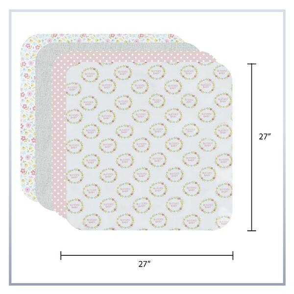 dimension image slide 4 of 9, Baby Kiss Receiving Blankets for Baby Boy & Baby Girl 4 Pack Set