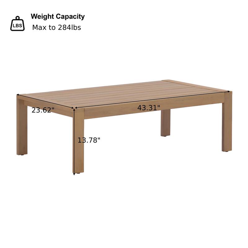 Christopher Knight Home - Outdoor Solid Acacia Wood Coffee Table with Slatted Water-Draining Tabletop for Patio & Garden