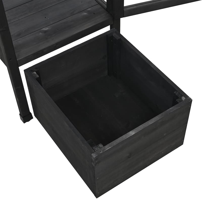 Roomfitters 62.4" Wood Garden Greenhouse with Movable Storage Box and Adjustable Shelves