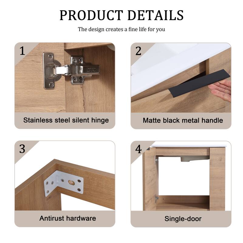 Beingnext 22" Small Bathroom Vanity with Sink, Floating Bathroom Vanity with Soft Close Door