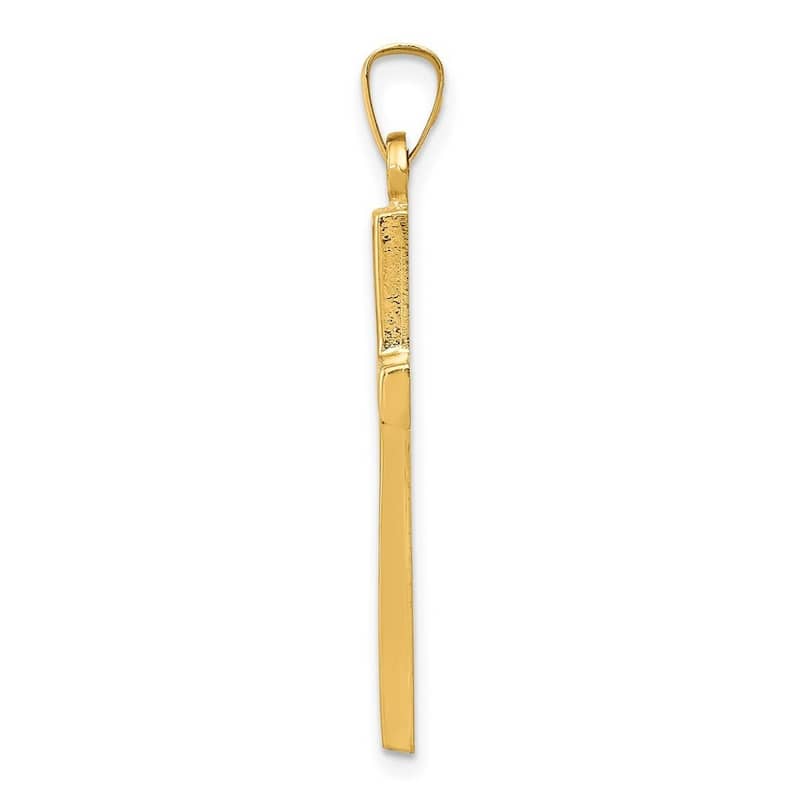Curata 14k Yellow Gold 18" Polished Double Edged Hollow Large Cross Necklace -32.5x16.5mm