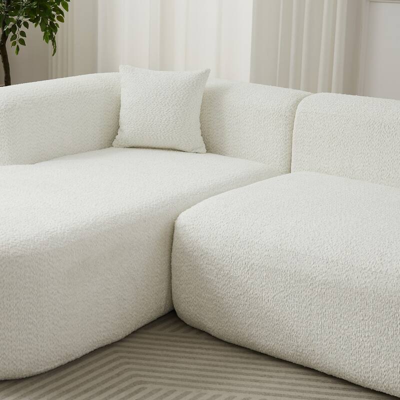 109.4" L-Shaped Chenille Boneless Sectional Sofa with Two Throw Pillows