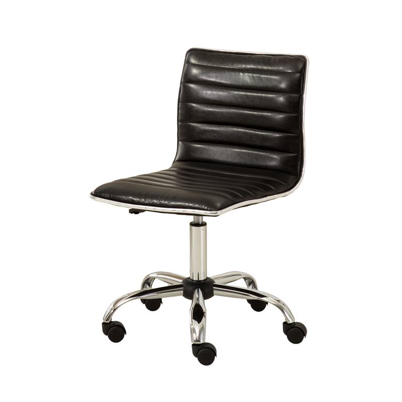 Faux Leather Office Chair with Wheels, Upholstered Task Chair with Metal base, Swivel Rolling Chair with Adjustable Height - N/A