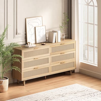 Modern 6 drawers Rattan dresser Rattan Drawer