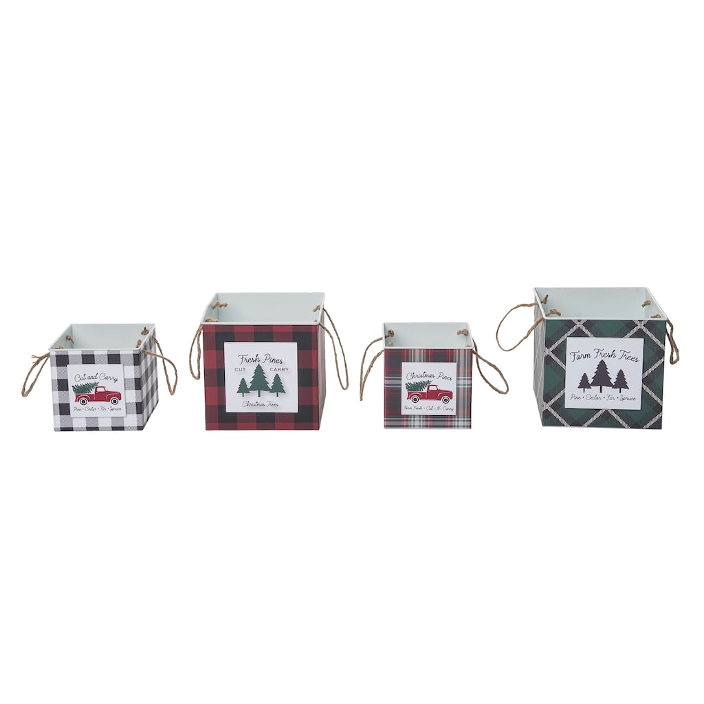 Transpac Metal Christmas Tin S/2 Set of 2 Christmas Home Decorations