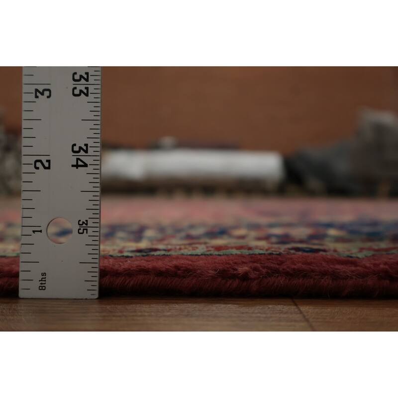 Hand Knotted Oriental 100% Wool Carpet Traditional Floral Red Sarouk Area Rug - 11' 9'' X 7' 9''