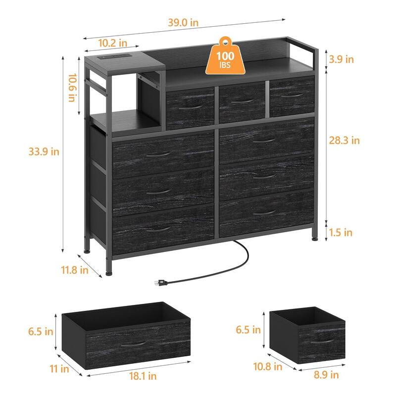 Bedroom Dresser with 9 Drawers