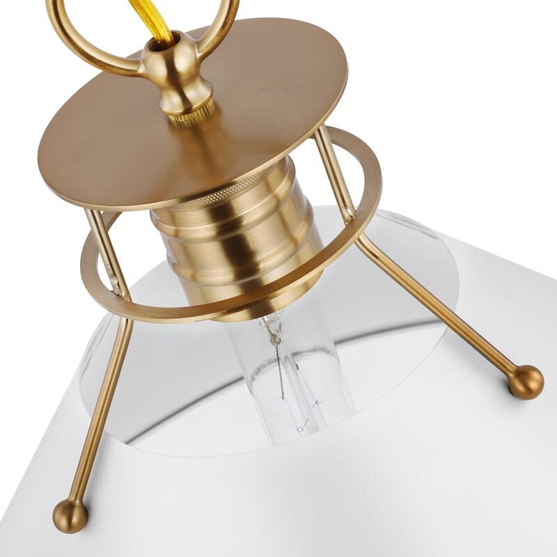 Outpost 1 Light Medium Pendant Matte White with Burnished Brass