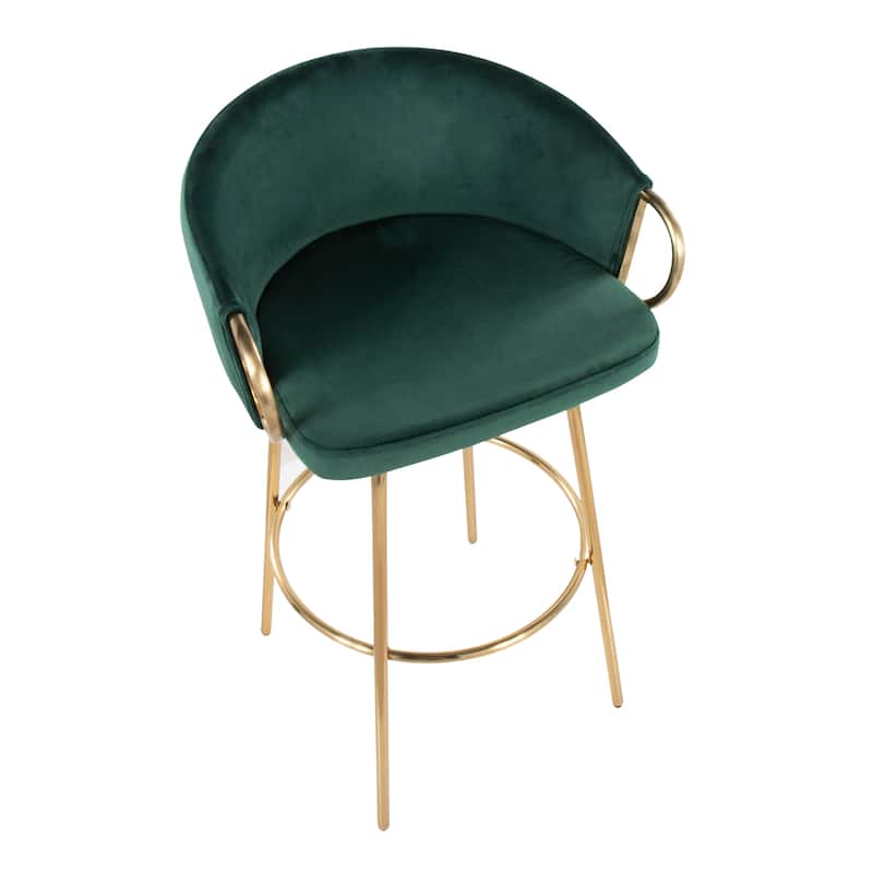 Lumisource Claire 30" Fixed-Height Bar Stool Gold Metal - Set of 2 - 19.5"Lx21"Wx38.25"H