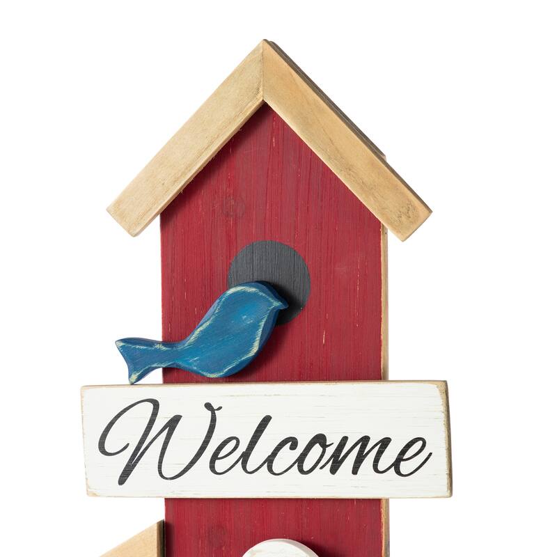 Glitzhome 30"H Detachable Solid Wood Birdhouse Shaped Porch Decor